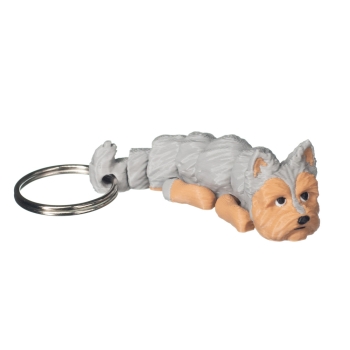 Brelok Yorkshire terrier 3D szary – brelok z psem do kluczy, akcesorium